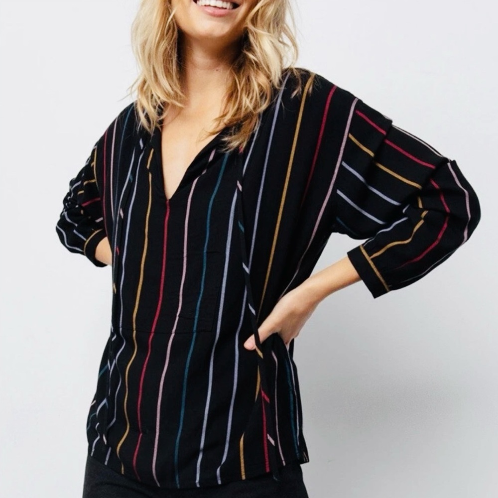 Rails Nina Jordan Stripe Pullover Flannel Top Casual Cozy Preppy Luxury Size XS